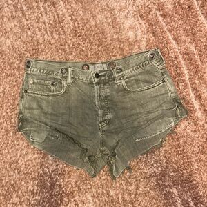 We The Free Olive Denim Shorts